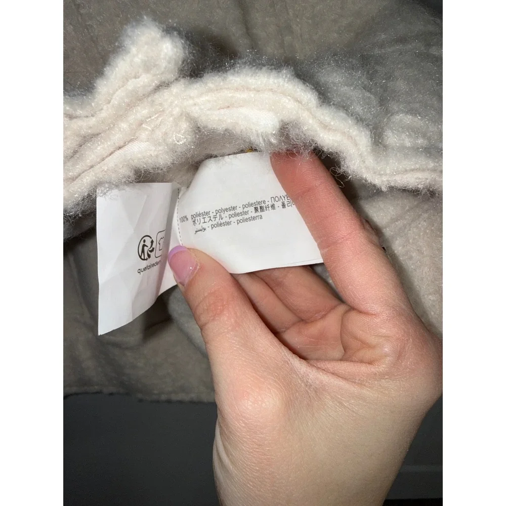 Zara Boucle Bomber Jacket Kids‎ 11-12 Cream Excellent Mock Neck Textured Coat